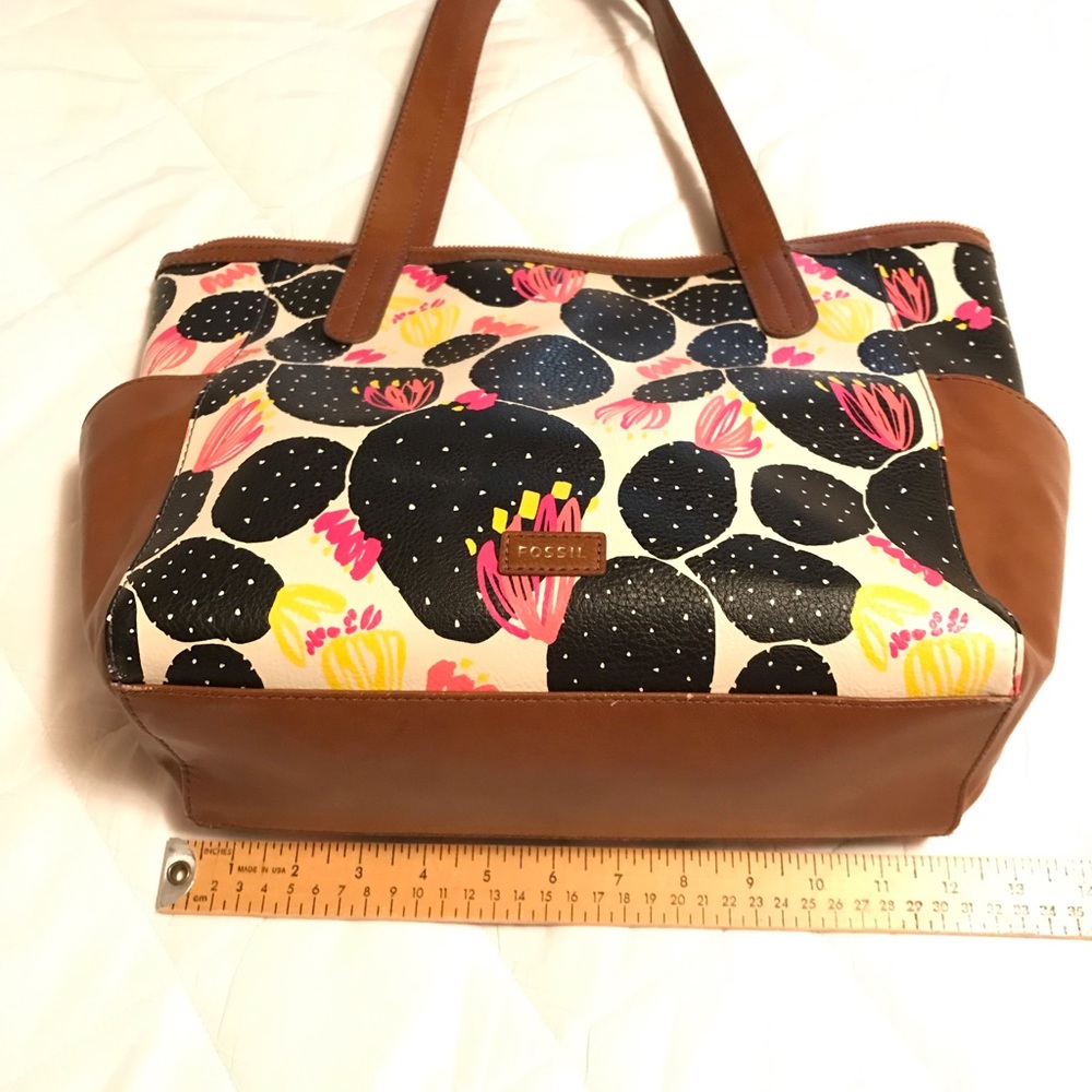 Fossil Mimi Shopper Black Floral tote